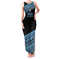 Fiji Rugby 2025 Custom Family Matching Tank Maxi Dress and Hawaiian Shirt Fijian Tapa Toso Viti Toso - Black