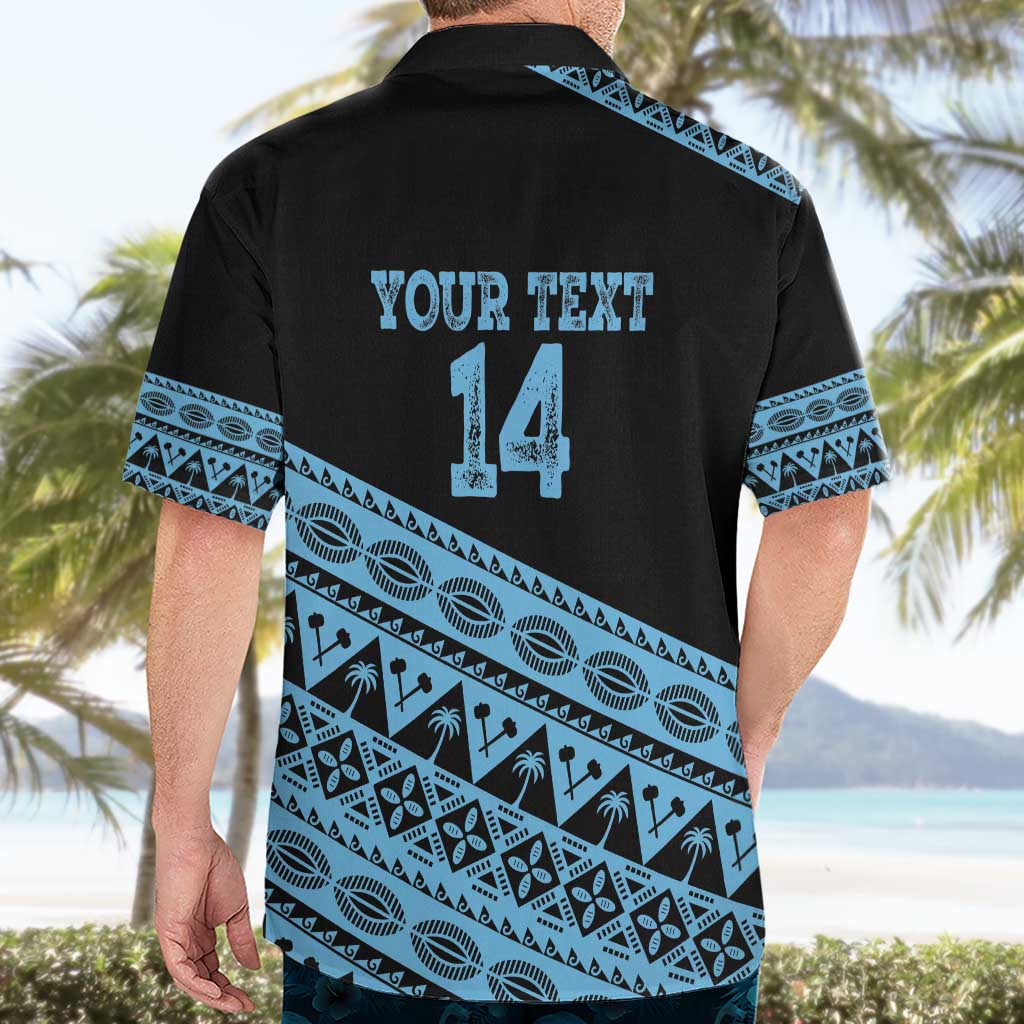 Fiji Rugby 2025 Custom Hawaiian Shirt Fijian Tapa Toso Viti Toso - Black