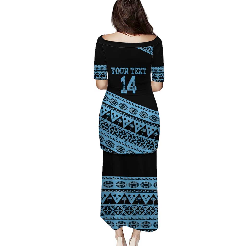 Fiji Rugby 2025 Custom Puletasi Fijian Tapa Toso Viti Toso - Black