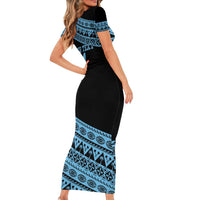 Fiji Rugby 2025 Custom Short Sleeve Bodycon Dress Fijian Tapa Toso Viti Toso - Black