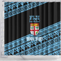 Fiji Rugby 2025 Custom Shower Curtain Fijian Tapa Toso Viti Toso - Black