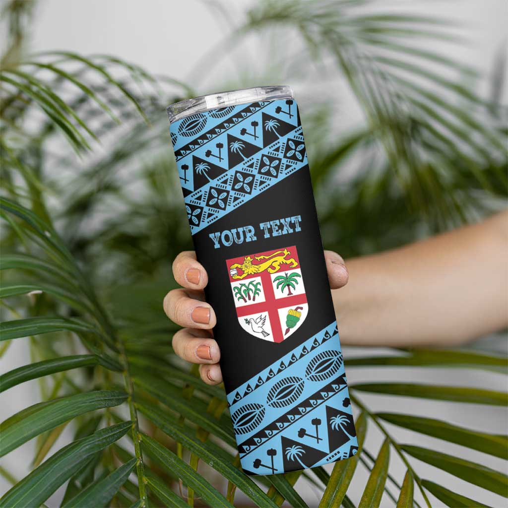 Fiji Rugby 2025 Custom Skinny Tumbler Fijian Tapa Toso Viti Toso - Black