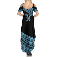 Fiji Rugby 2025 Custom Summer Maxi Dress Fijian Tapa Toso Viti Toso - Black