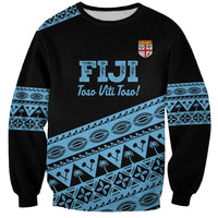 Fiji Rugby 2025 Custom Sweatshirt Fijian Tapa Toso Viti Toso - Black