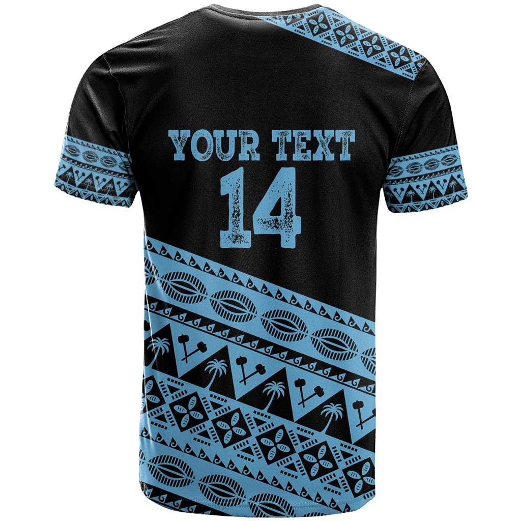 Fiji Rugby 2025 Custom T Shirt Fijian Tapa Toso Viti Toso - Black