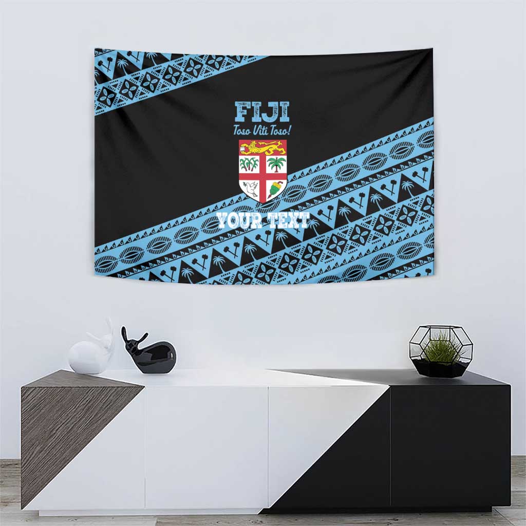 Fiji Rugby 2025 Custom Tapestry Fijian Tapa Toso Viti Toso - Black