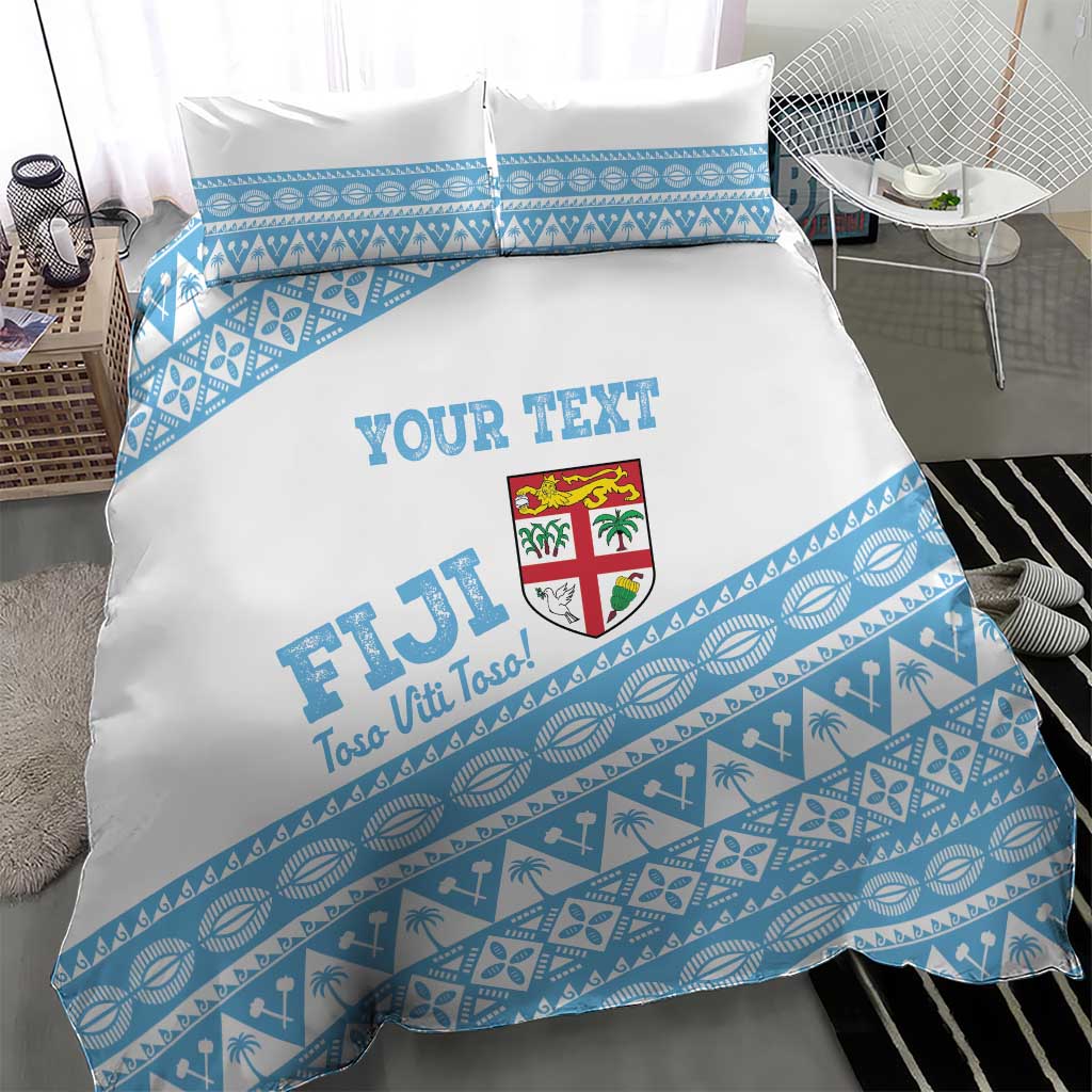 Fiji Rugby 2025 Custom Bedding Set Fijian Tapa Toso Viti Toso - White