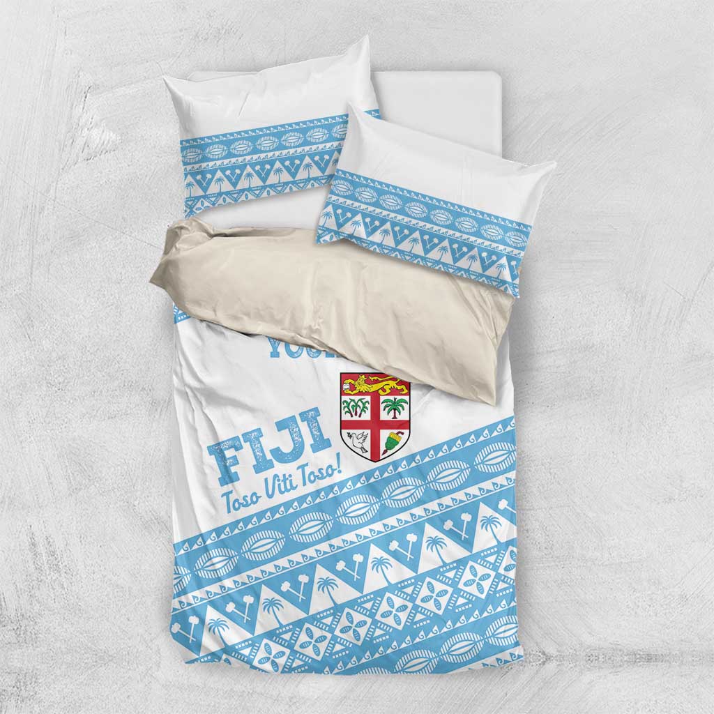 Fiji Rugby 2025 Custom Bedding Set Fijian Tapa Toso Viti Toso - White