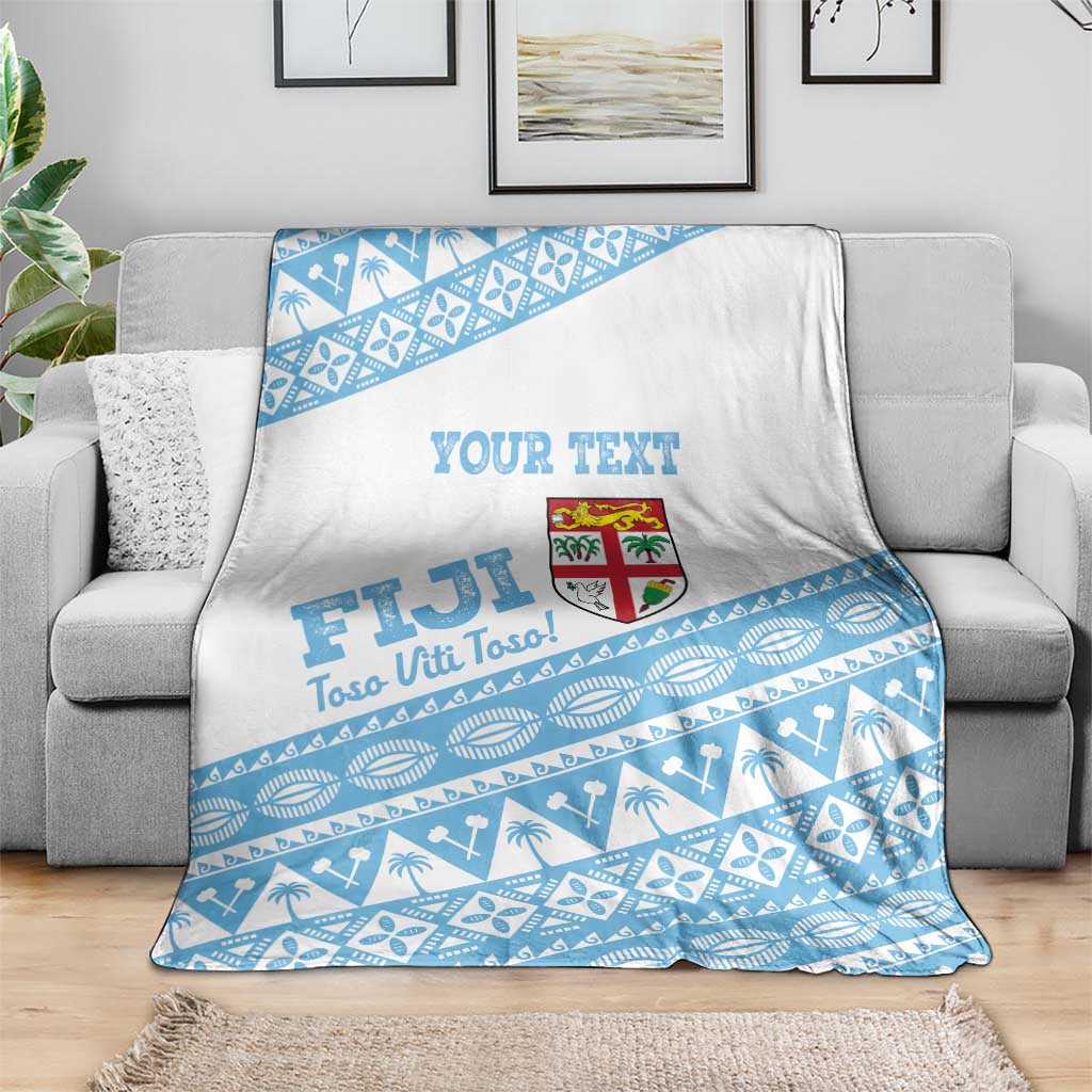 Fiji Rugby 2025 Custom Blanket Fijian Tapa Toso Viti Toso - White
