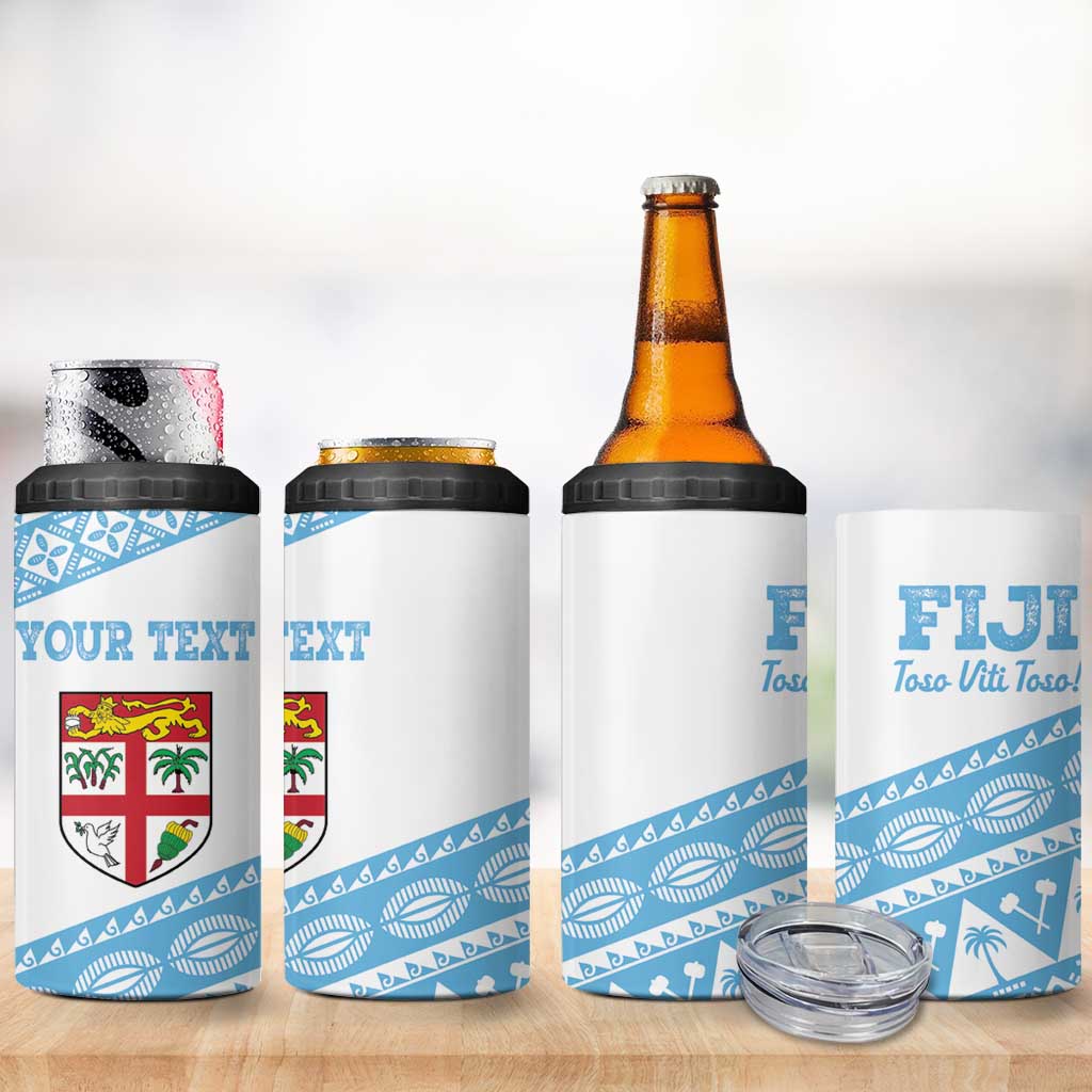 Fiji Rugby 2025 Custom 4 in 1 Can Cooler Tumbler Fijian Tapa Toso Viti Toso - White