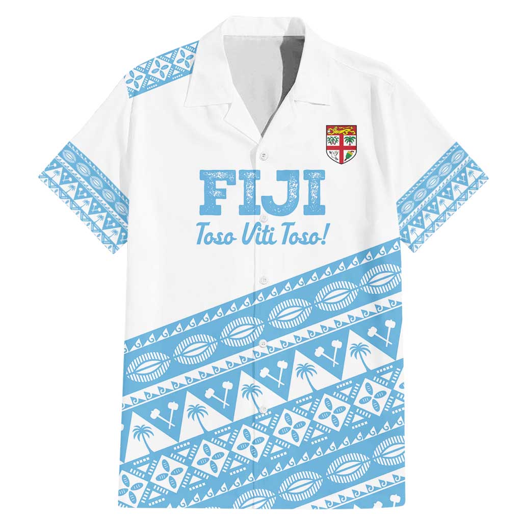 Fiji Rugby 2025 Custom Family Matching Mermaid Dress and Hawaiian Shirt Fijian Tapa Toso Viti Toso - White