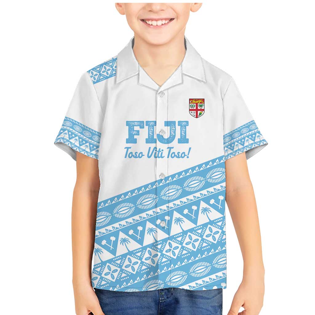 Fiji Rugby 2025 Custom Family Matching Mermaid Dress and Hawaiian Shirt Fijian Tapa Toso Viti Toso - White