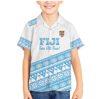 Fiji Rugby 2025 Custom Family Matching Mermaid Dress and Hawaiian Shirt Fijian Tapa Toso Viti Toso - White