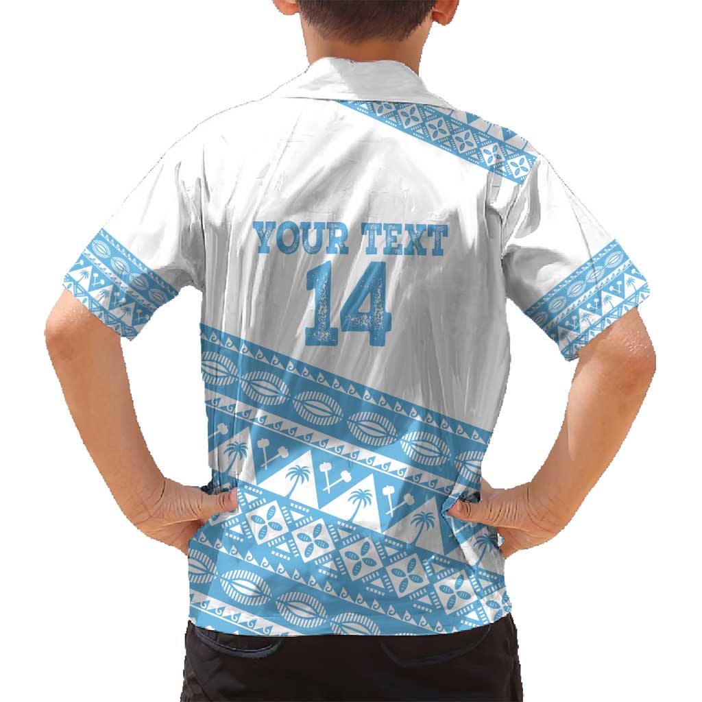 Fiji Rugby 2025 Custom Family Matching Off Shoulder Short Dress and Hawaiian Shirt Fijian Tapa Toso Viti Toso - White