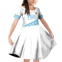 Fiji Rugby 2025 Custom Family Matching Off Shoulder Short Dress and Hawaiian Shirt Fijian Tapa Toso Viti Toso - White