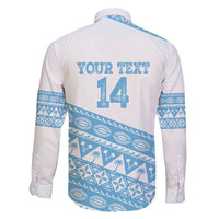 Fiji Rugby 2025 Custom Family Matching Off Shoulder Short Dress and Hawaiian Shirt Fijian Tapa Toso Viti Toso - White