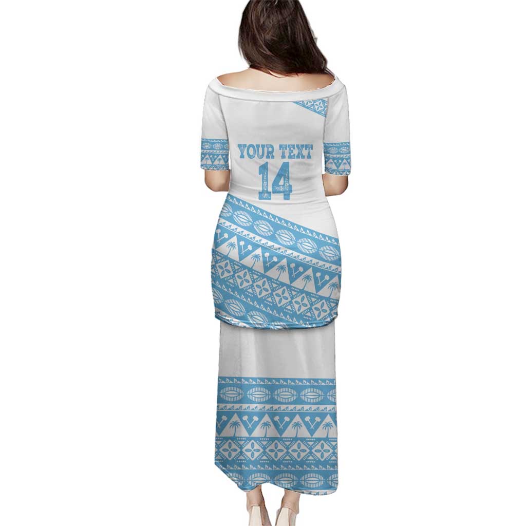 Fiji Rugby 2025 Custom Family Matching Puletasi and Hawaiian Shirt Fijian Tapa Toso Viti Toso - White