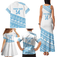 Fiji Rugby 2025 Custom Family Matching Tank Maxi Dress and Hawaiian Shirt Fijian Tapa Toso Viti Toso - White