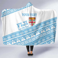 Fiji Rugby 2025 Custom Hooded Blanket Fijian Tapa Toso Viti Toso - White