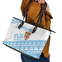 Fiji Rugby 2025 Custom Leather Tote Bag Fijian Tapa Toso Viti Toso - White
