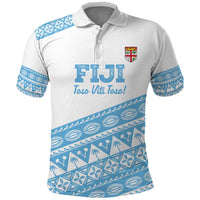 Fiji Rugby 2025 Custom Polo Shirt Fijian Tapa Toso Viti Toso - White