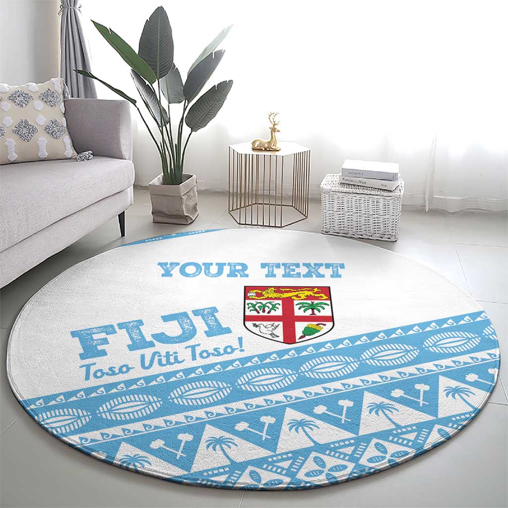 Fiji Rugby 2025 Custom Round Carpet Fijian Tapa Toso Viti Toso - White
