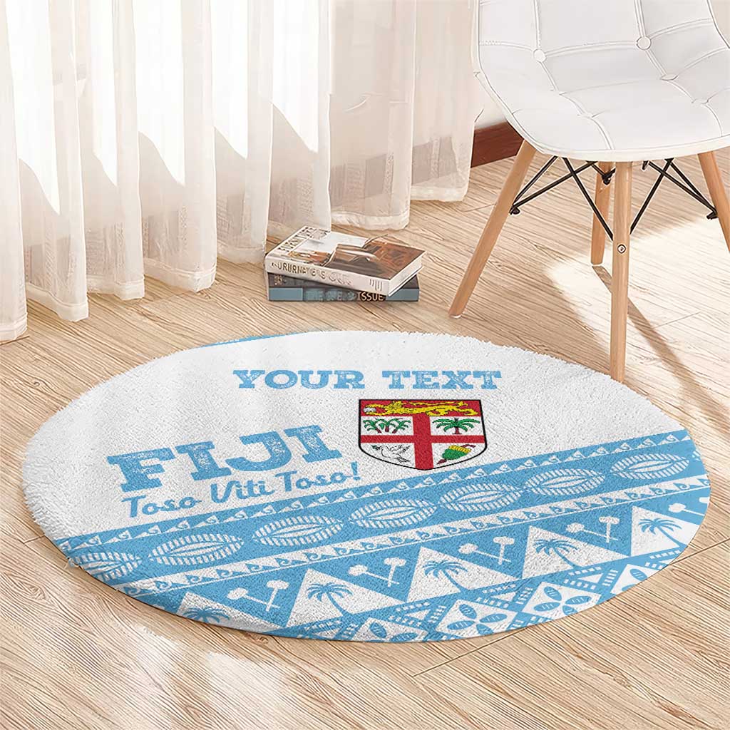 Fiji Rugby 2025 Custom Round Carpet Fijian Tapa Toso Viti Toso - White
