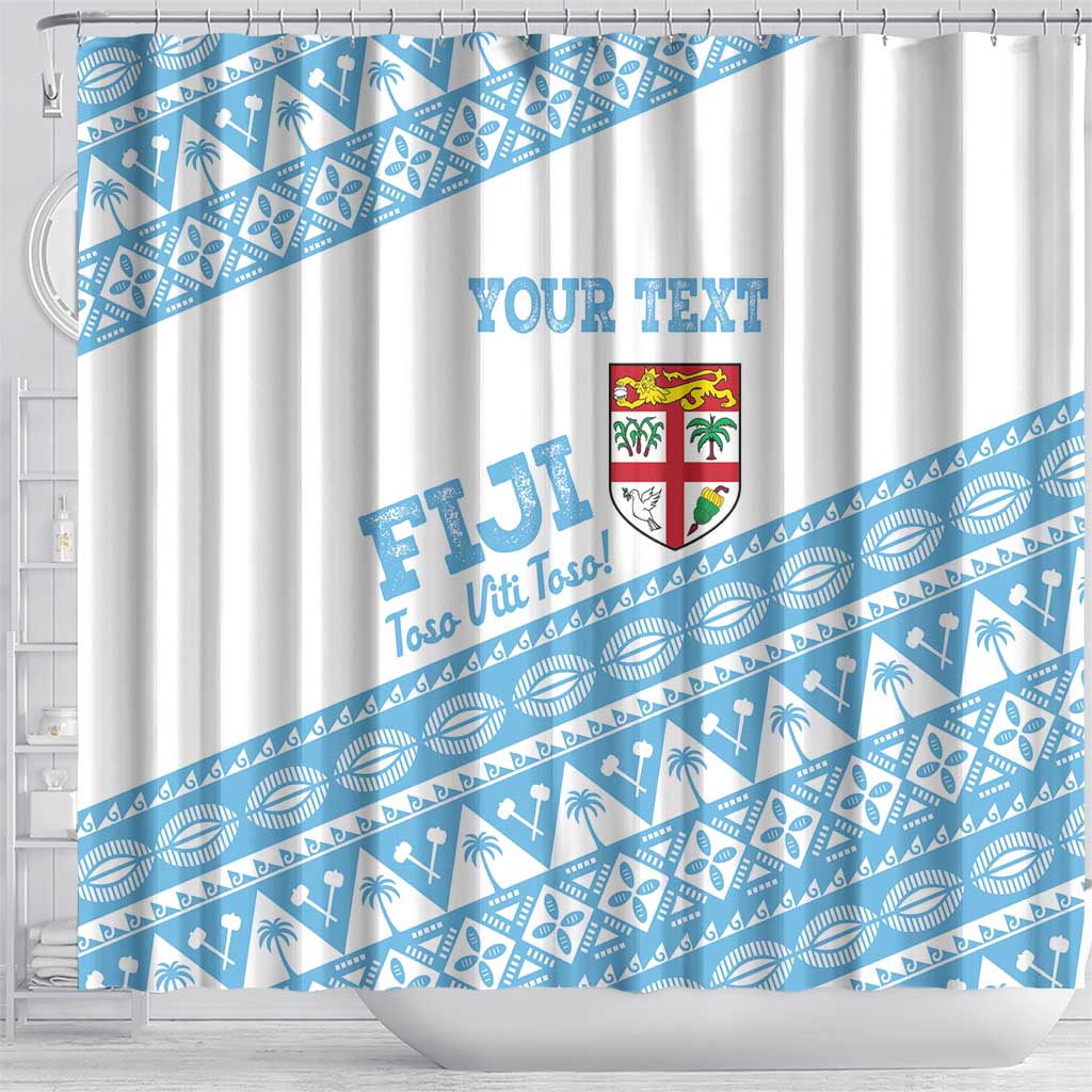 Fiji Rugby 2025 Custom Shower Curtain Fijian Tapa Toso Viti Toso - White