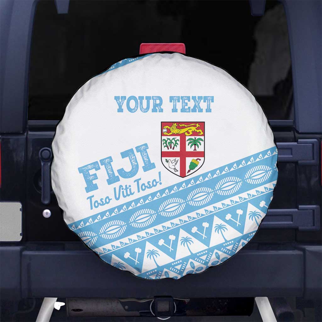 Fiji Rugby 2025 Custom Spare Tire Cover Fijian Tapa Toso Viti Toso - White