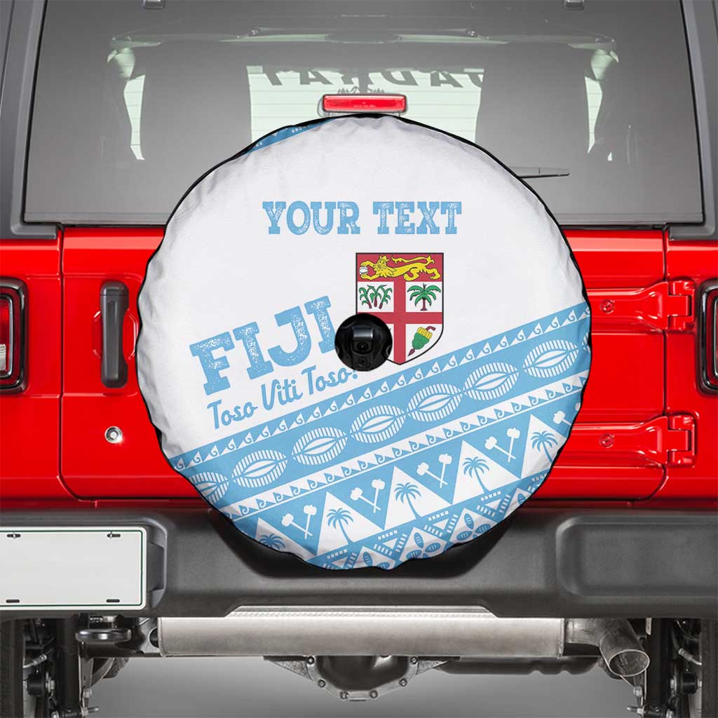 Fiji Rugby 2025 Custom Spare Tire Cover Fijian Tapa Toso Viti Toso - White