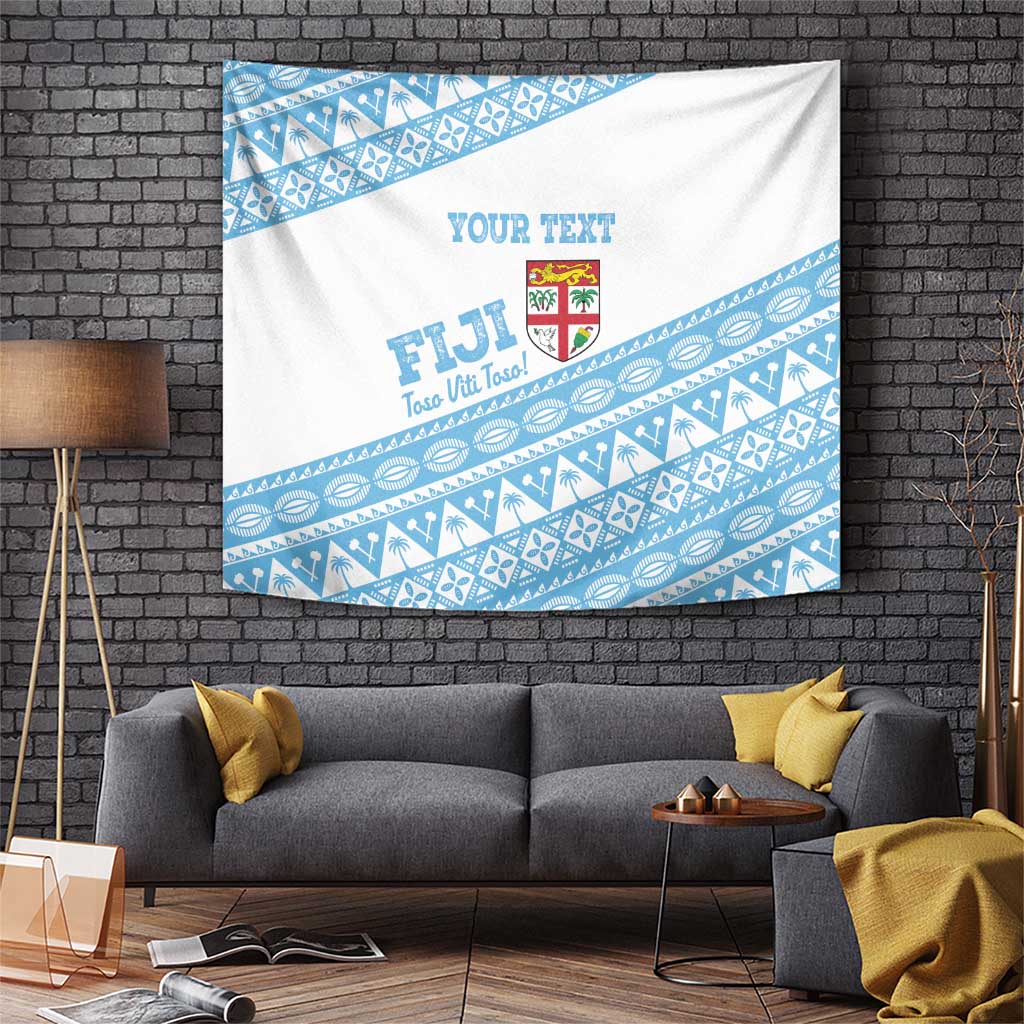 Fiji Rugby 2025 Custom Tapestry Fijian Tapa Toso Viti Toso - White