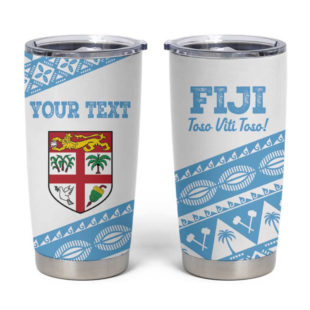 Fiji Rugby 2025 Custom Tumbler Cup Fijian Tapa Toso Viti Toso - White
