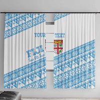 Fiji Rugby 2025 Custom Window Curtain Fijian Tapa Toso Viti Toso - White