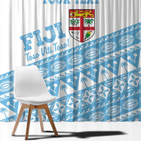 Fiji Rugby 2025 Custom Window Curtain Fijian Tapa Toso Viti Toso - White