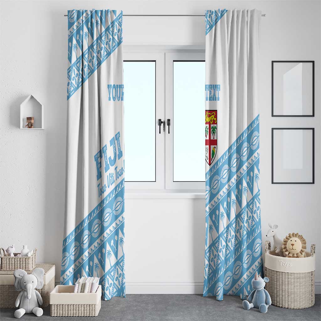Fiji Rugby 2025 Custom Window Curtain Fijian Tapa Toso Viti Toso - White