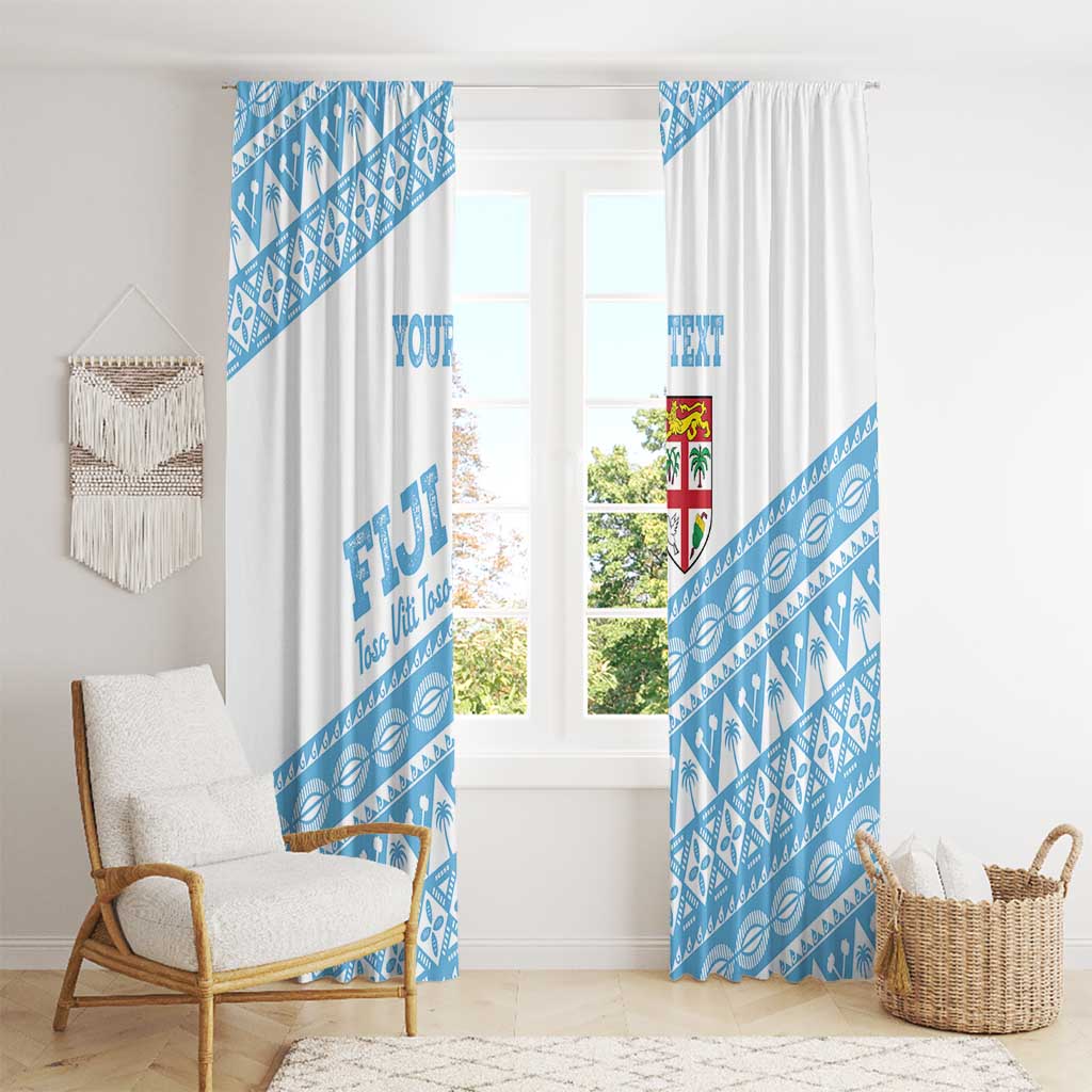 Fiji Rugby 2025 Custom Window Curtain Fijian Tapa Toso Viti Toso - White