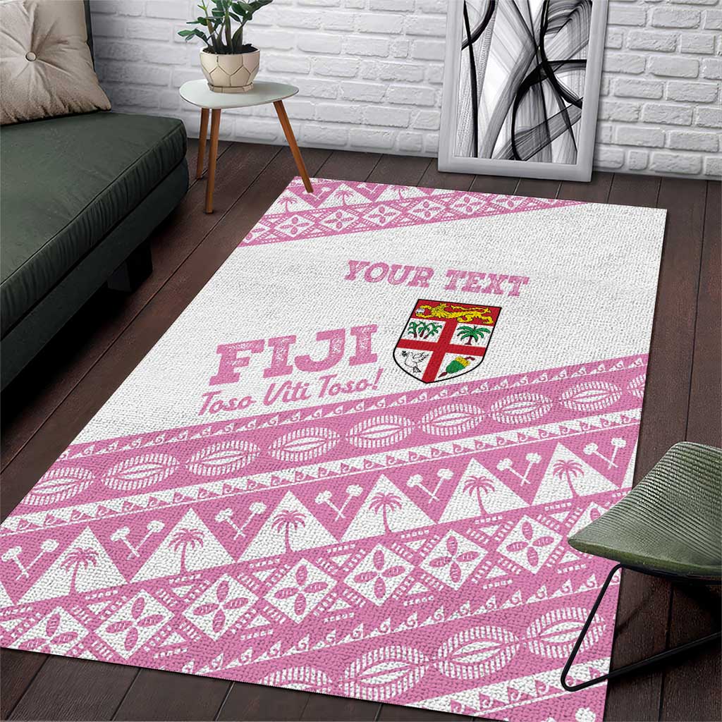 Fiji Rugby 2025 Custom Area Rug Fijian Tapa Toso Viti Toso - Pink