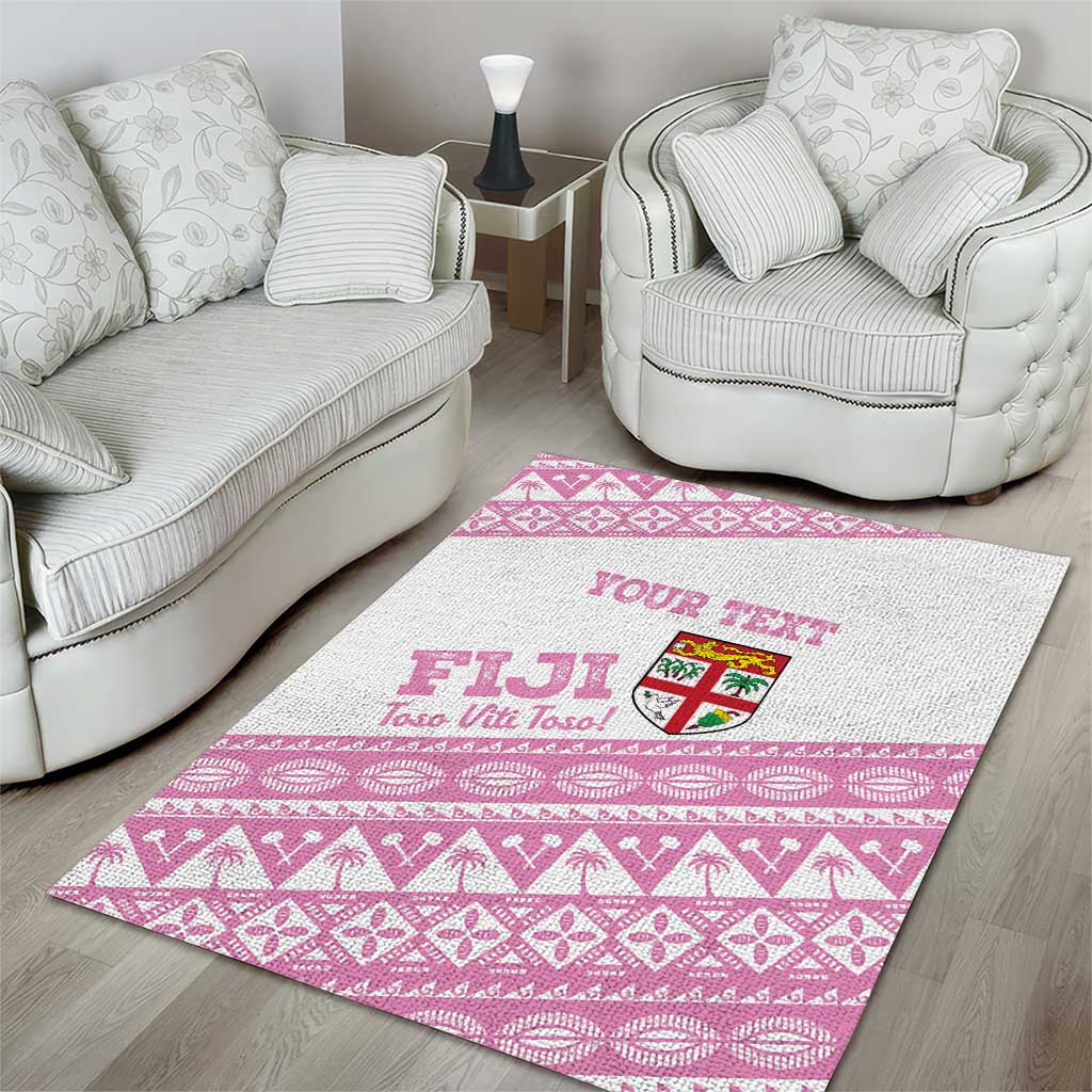 Fiji Rugby 2025 Custom Area Rug Fijian Tapa Toso Viti Toso - Pink