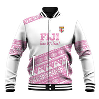 Fiji Rugby 2025 Custom Baseball Jacket Fijian Tapa Toso Viti Toso - Pink