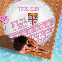 Fiji Rugby 2025 Custom Beach Blanket Fijian Tapa Toso Viti Toso - Pink