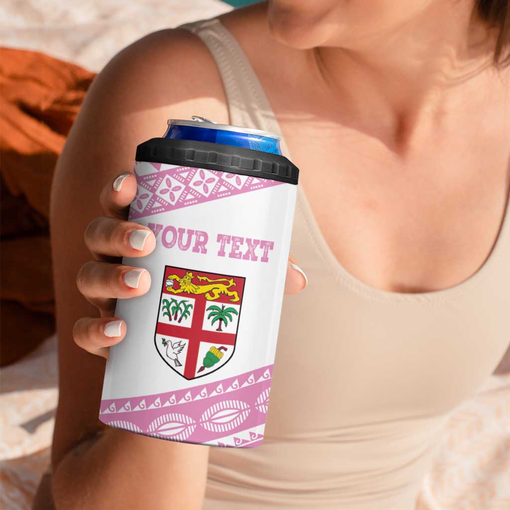 Fiji Rugby 2025 Custom 4 in 1 Can Cooler Tumbler Fijian Tapa Toso Viti Toso - Pink