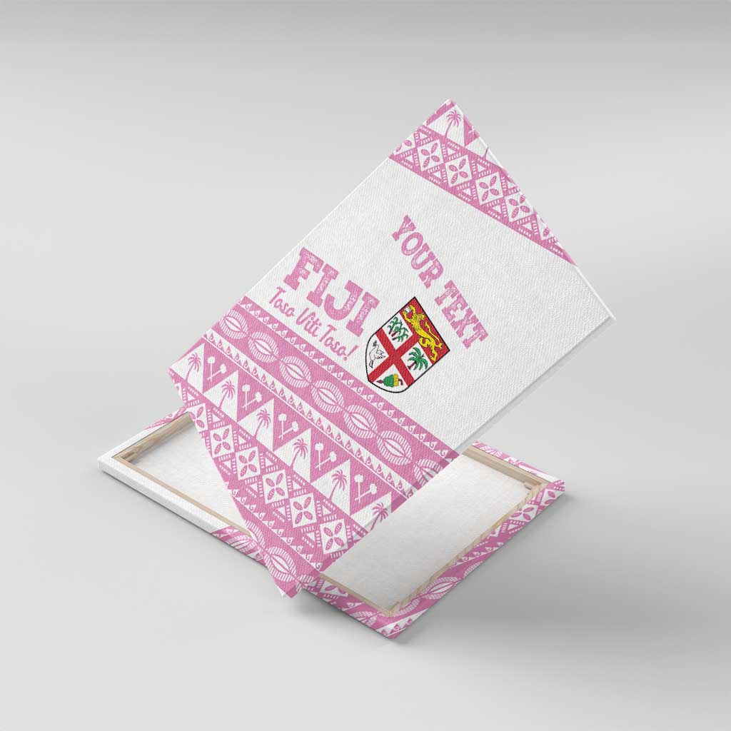 Fiji Rugby 2025 Custom Canvas Wall Art Fijian Tapa Toso Viti Toso - Pink