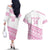Fiji Rugby 2025 Custom Couples Matching Off The Shoulder Long Sleeve Dress and Hawaiian Shirt Fijian Tapa Toso Viti Toso - Pink