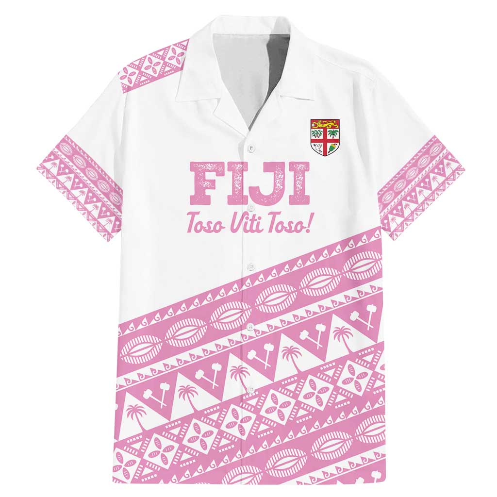 Fiji Rugby 2025 Custom Family Matching Mermaid Dress and Hawaiian Shirt Fijian Tapa Toso Viti Toso - Pink