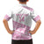 Fiji Rugby 2025 Custom Family Matching Off Shoulder Short Dress and Hawaiian Shirt Fijian Tapa Toso Viti Toso - Pink