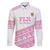 Fiji Rugby 2025 Custom Family Matching Off Shoulder Short Dress and Hawaiian Shirt Fijian Tapa Toso Viti Toso - Pink