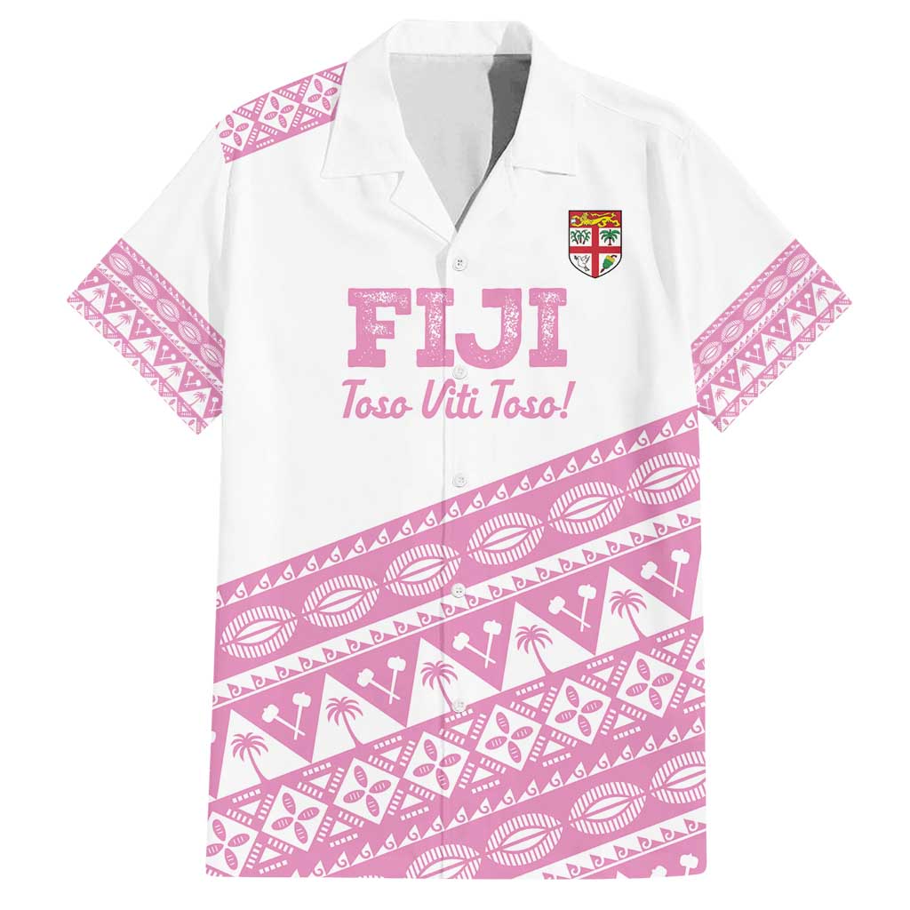 Fiji Rugby 2025 Custom Family Matching Tank Maxi Dress and Hawaiian Shirt Fijian Tapa Toso Viti Toso - Pink