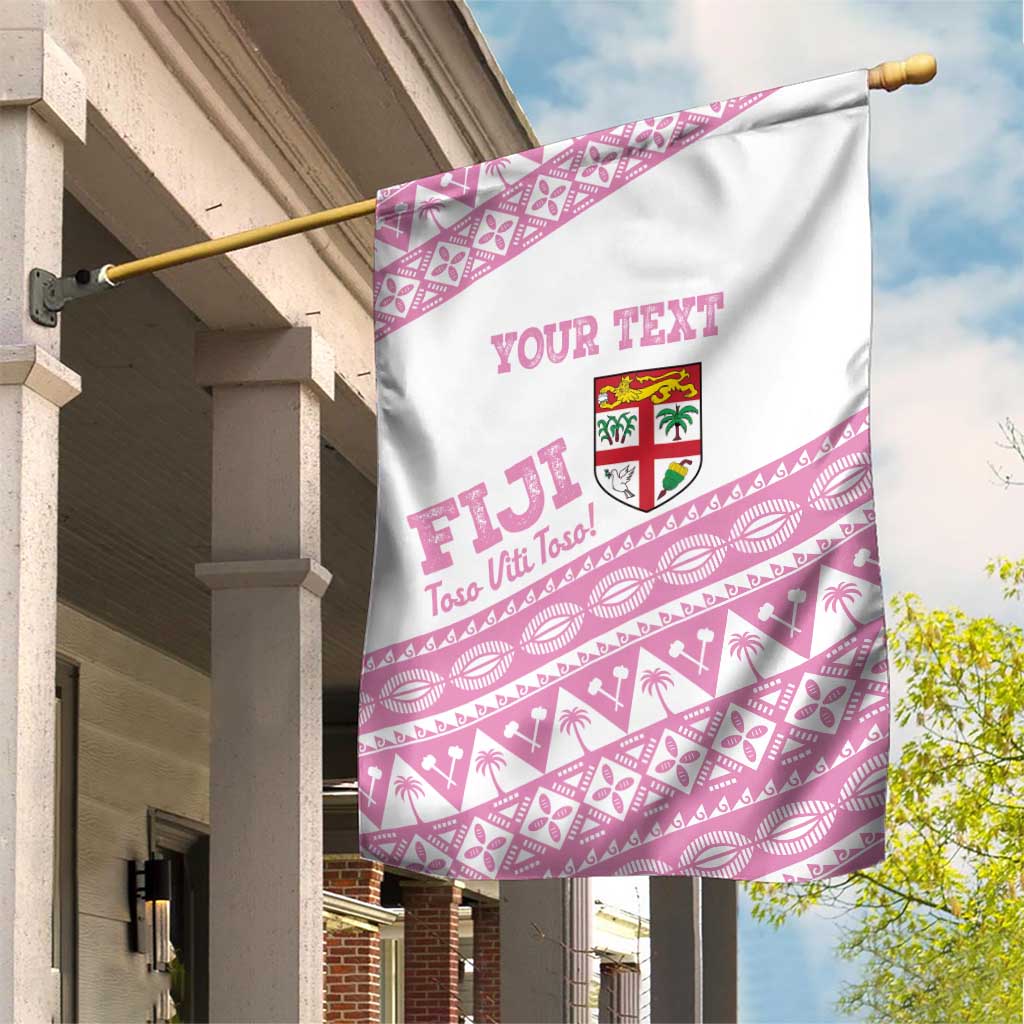 Fiji Rugby 2025 Custom Garden Flag Fijian Tapa Toso Viti Toso - Pink