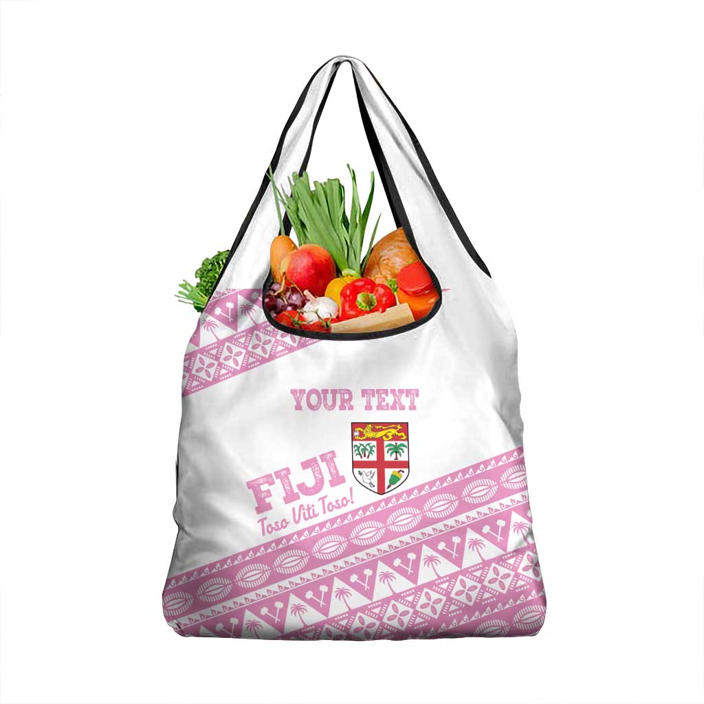 Fiji Rugby 2025 Custom Grocery Bag Fijian Tapa Toso Viti Toso - Pink