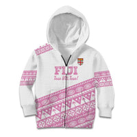 Fiji Rugby 2025 Custom Kid Hoodie Fijian Tapa Toso Viti Toso - Pink